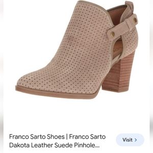 Franco Sarto Dakota Leather Suede Pinhole Booties Tan